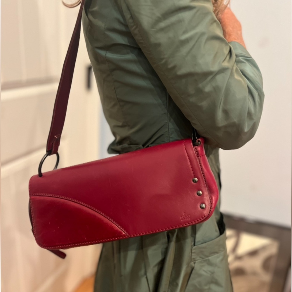 Rare VTG Gucci Limited Leather Baguette Long Style Bag - Picture 3 of 17